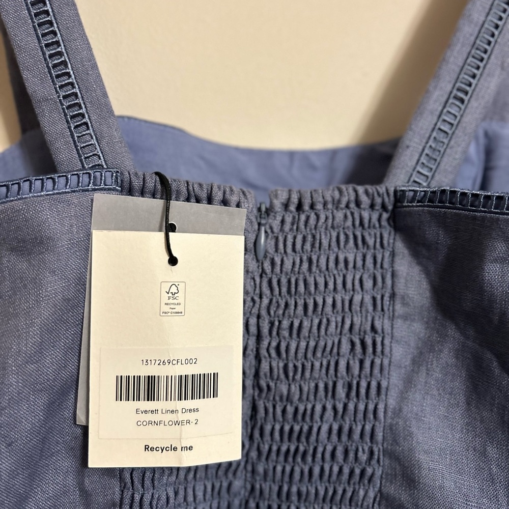 NWT Reformation Everett Linen Dress in Cornflower - Picture 7 of 8